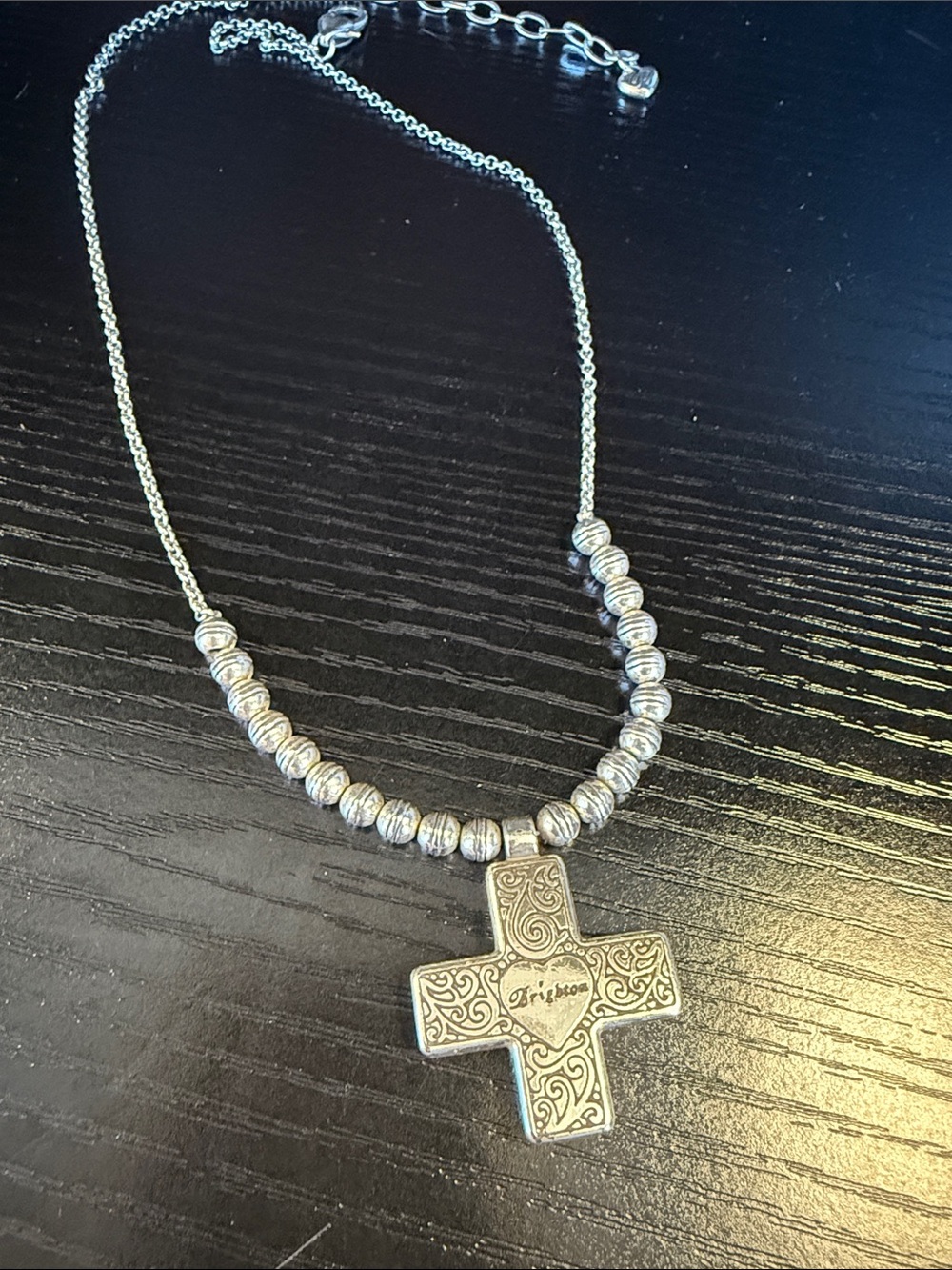 Brighton Silver-Tone Scroll Cross Pendant Necklace